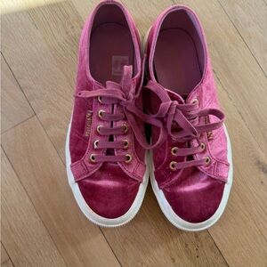 Superga pink velvet sneakers 6.5